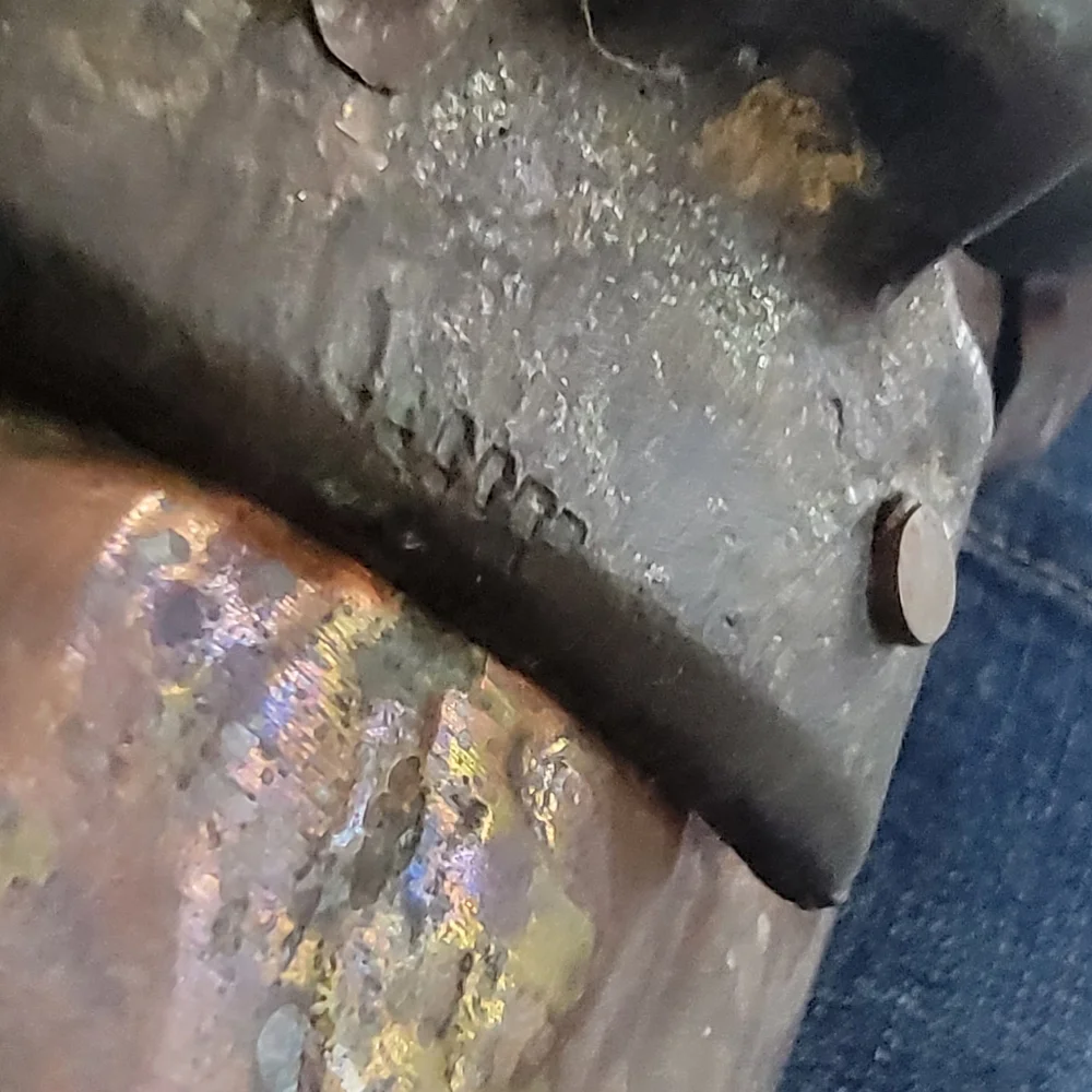 Antique Hand Crafted Copper Cauldron Vessel Tub Planter Cast Hnd Rivited Marked - Picture 13 of 13